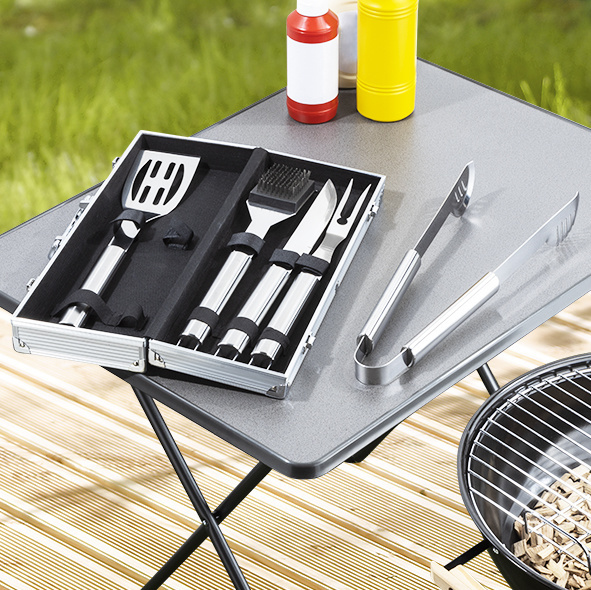 Outils de grillade Haushalt - 5pcs. - avec étui - acier inoxydable