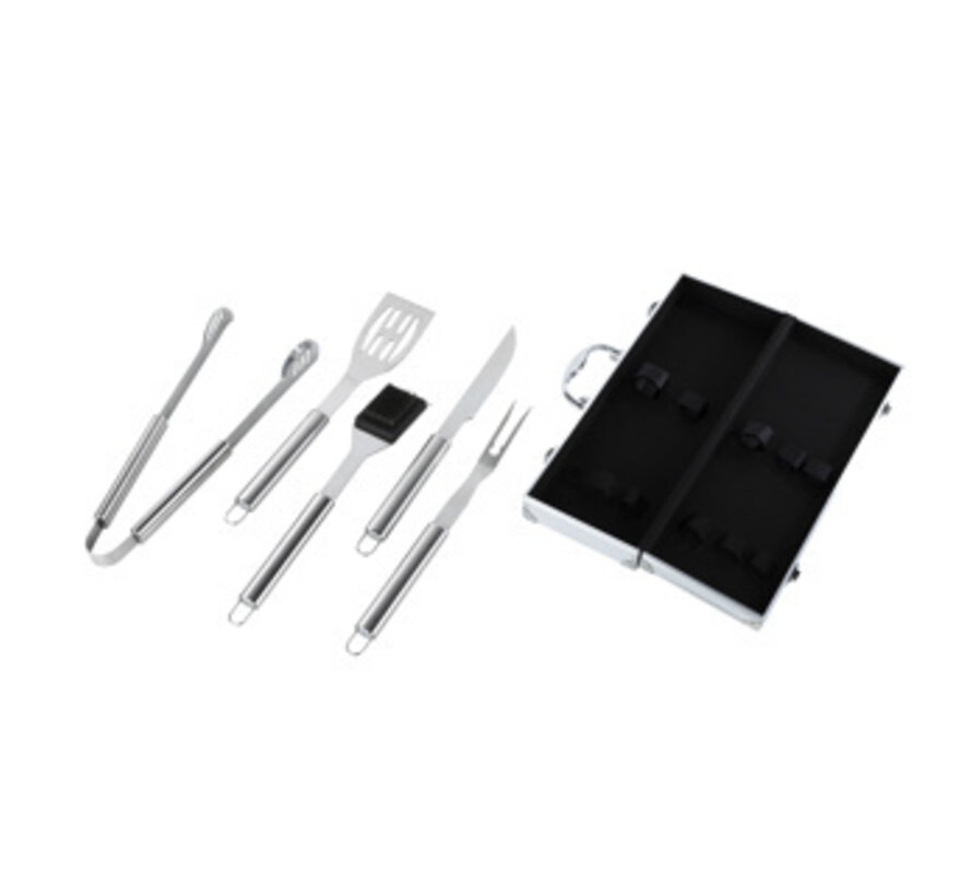 Outils de grillade Haushalt - 5pcs. - avec étui - acier inoxydable