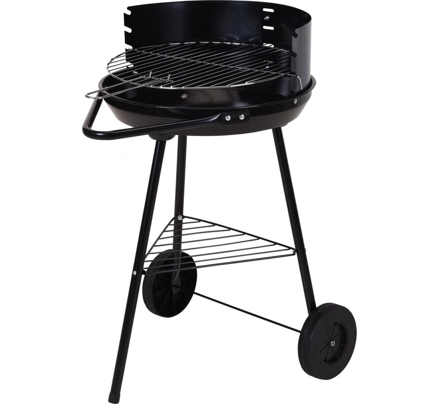 Barbecue au charbon de bois - Barbecue d'Extérieur Autoportant - Demi-ouvert - Acier inoxydable - Ø 42 cm