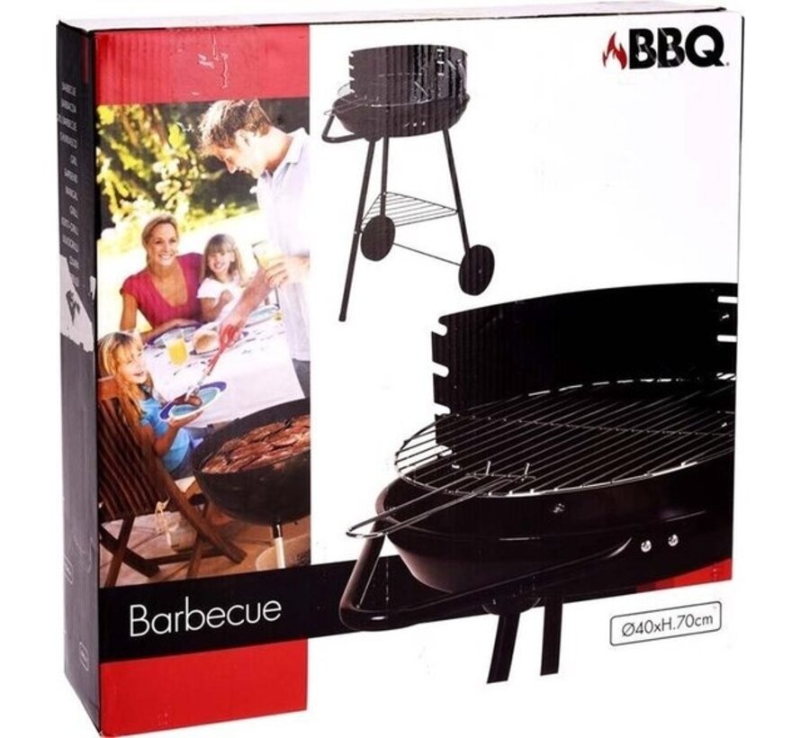 Barbecue au charbon de bois - Barbecue d'Extérieur Autoportant - Demi-ouvert - Acier inoxydable - Ø 42 cm