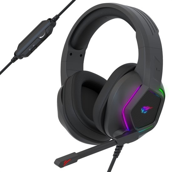 Casque de jeu Strex avec microphone et éclairage RVB - son surround 7.1 - PC / PS4 / PS5 / XBOX / Switch