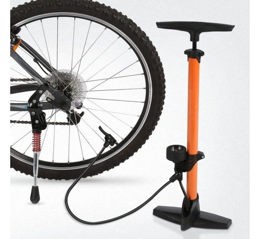 Pompe à vélo Strex - Manomètre - 11 Bar - Pompe à bille - Orange