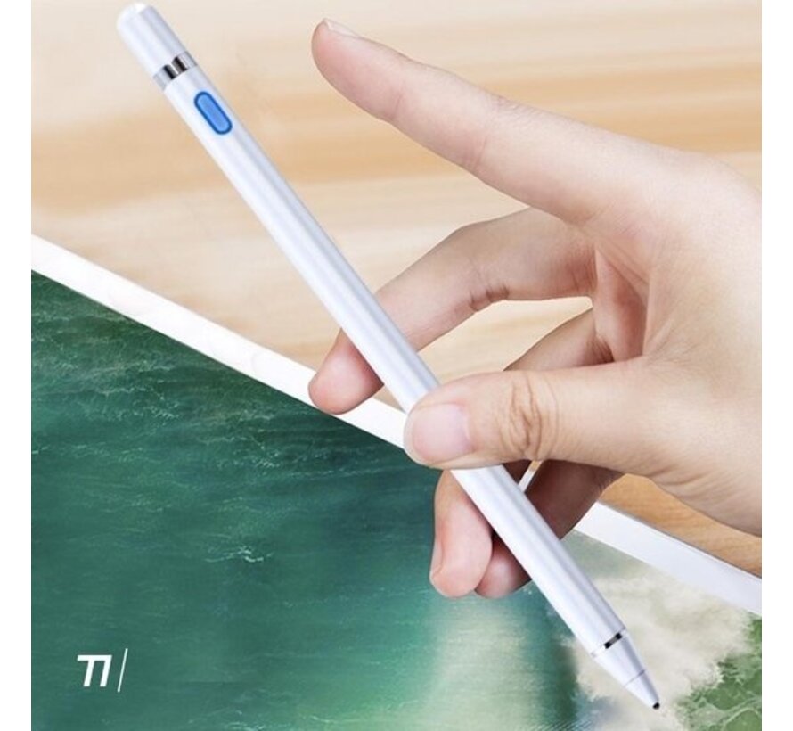 Tikkens Stylet - Crayon actif 2 en 1 pour tablette, Ipad, téléphones Android et Apple - Blanc