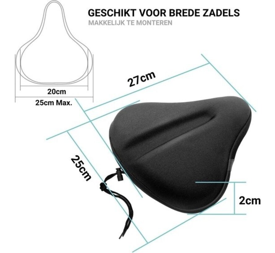 TIKKENSÂ® Housse de selle vélo Gel 3D - Housse de pluie Imperméable - Housse de selle vélo Silicone - Tapis de selle - Housse de selle vélo - Noir