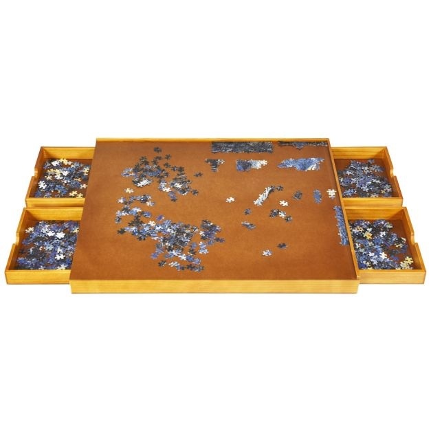 Table de puzzle - Coast - 4 tiroirs - Planche de puzzle pour 1000-1500 pièces - Planche de puzzle en bois - Planche de puzzle avec surface de travail plane - 80 x 65 cm