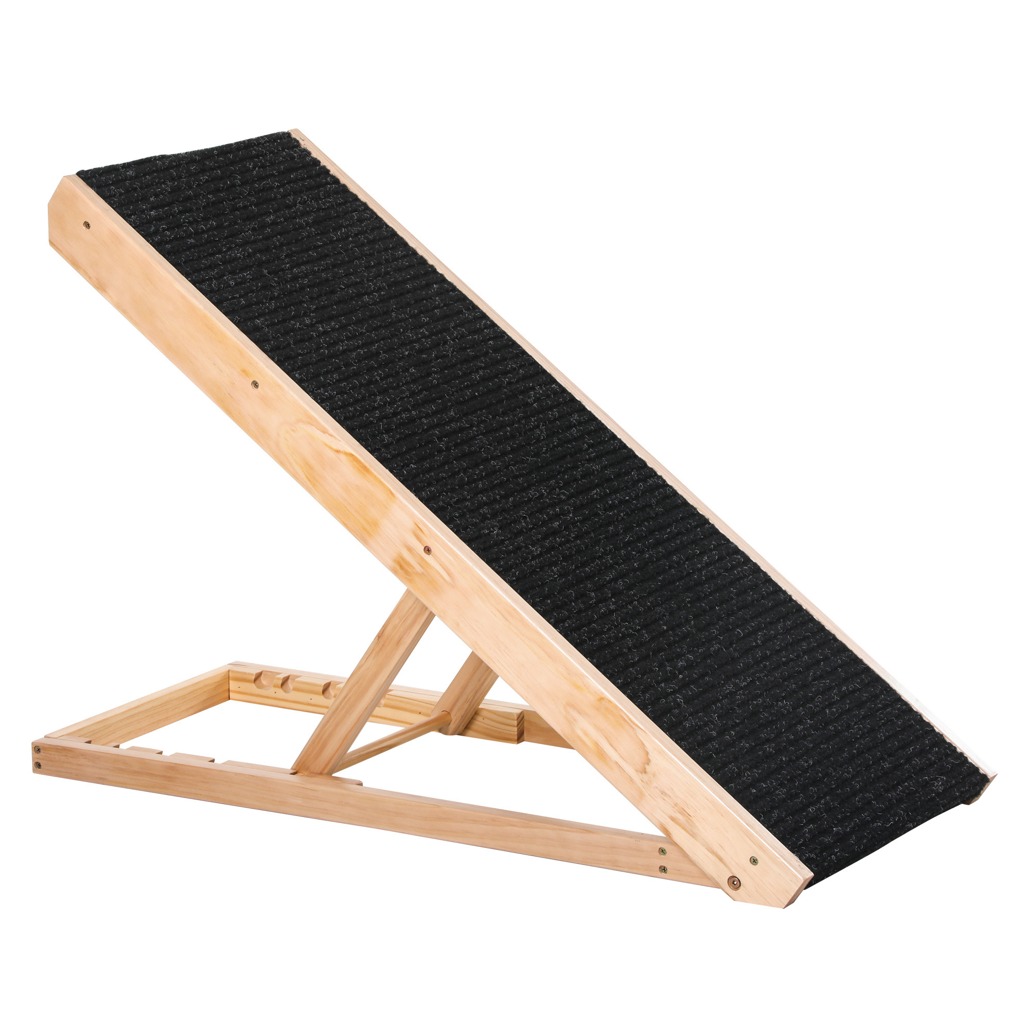Planche de marche pour chien échelle pour chien rampe réglable pin noir + bois naturel