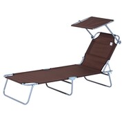 Sunny Chaise longue Sunny avec parasol pliant marron 187 x 58 x 27cm