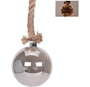 Ceruzo Boule en verre avec 30 LED - 15cm - corde de jute 100cm