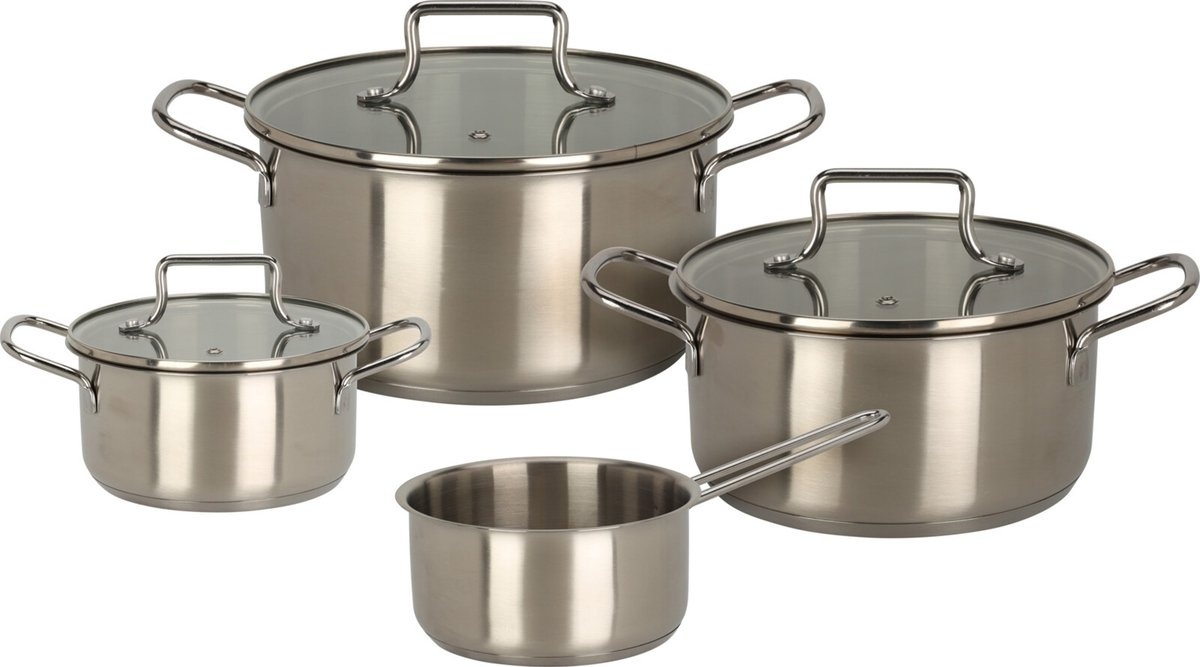 Excellent Houseware Ensemble de casseroles - 4 pièces - acier inoxydable - Convient à toutes les sources de chaleur