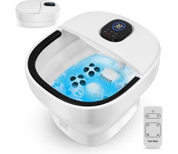 Niceey Niceey Foot Bath ZD3000 - pliable - rouleaux de massage automatiques - jusqu'à 48°C - bain de pieds électrique avec fonction bulle - massage des pieds par infrarouge - avec télécommande - 14L - blanc