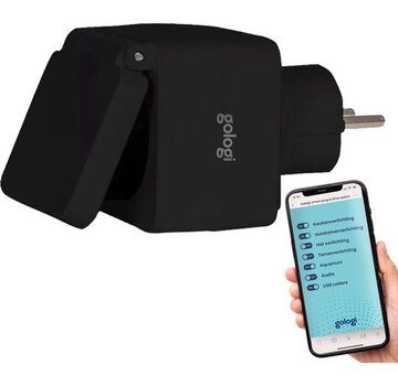 Gologi Gologi Outdoor smart plug - Prise intelligente - IP44 - Horloge & Compteur d'énergie - WIFI - Google Home & Amazon Alexa - Noir