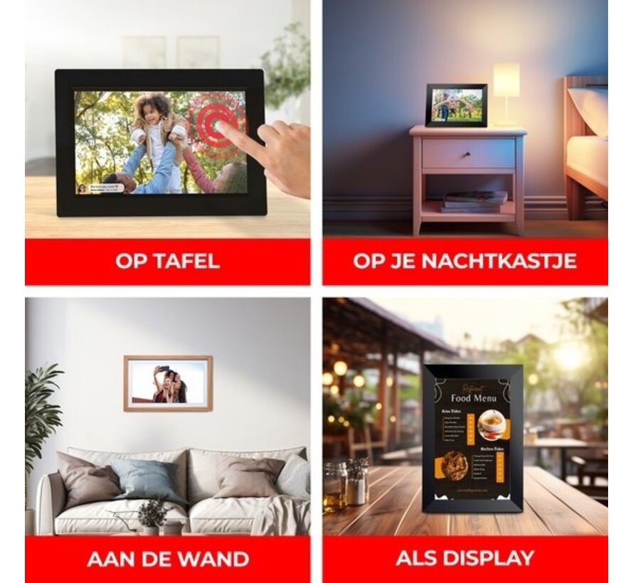 Cadre photo numérique Denver 7 pouces - Frameo App - Cadre photo - WiFi - écran tactile IPS - 8GB - PFF710B