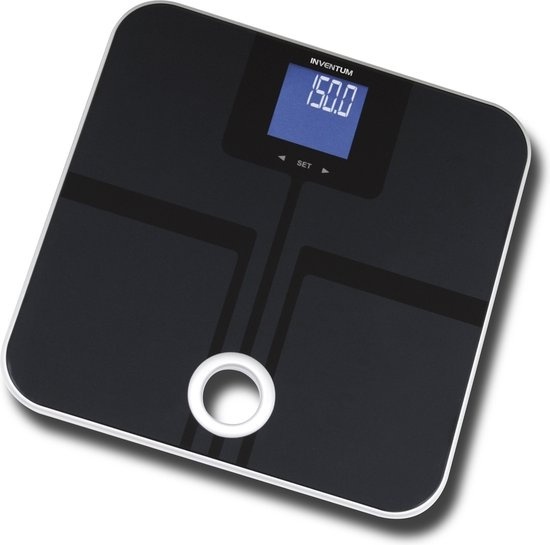Inventum PW730BG - Pèse-personne - Digital - Analyse corporelle - 8 utilisateurs - Jusqu'à 180 kg - Piles incluses - Verre trempé - Noir