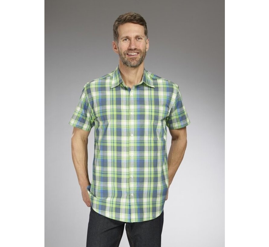 Chemise de garde-côte, demi-manche, couleur bleu/vert, taille 43/44