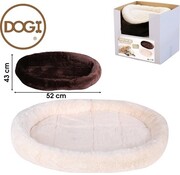 DOGI DOGI Coussin pour chien en tissu doux - 52cm x 43cm - Ovale - panier pour chien doux et moelleux - couleur beige