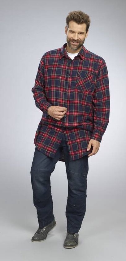 Chemise en flanelle Coastguard, extra longue, à carreaux rouge/marine, taille 41/42