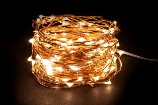 Microlight LED 12M, 120 lumières, blanc chaud, fil de cuivre