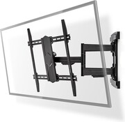 Nedis Support mural TV orientable et inclinable - 43 - 100 " - Poids maximal de l'écran : 70 kg - Inclinable - Rotatif - Distance minimale au mur : 70 mm - Distance maximale au mur : 800 mm - 3 pivot(s) - Acier - Noir