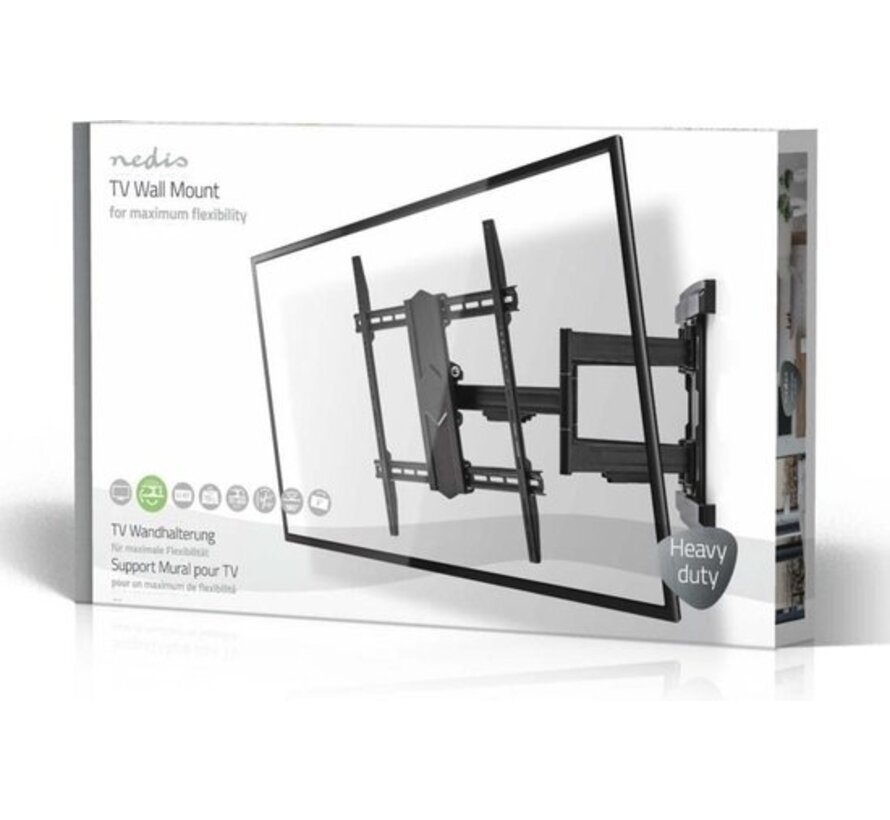 Support mural TV orientable et inclinable - 43 - 100 " - Poids maximal de l'écran : 70 kg - Inclinable - Rotatif - Distance minimale au mur : 70 mm - Distance maximale au mur : 800 mm - 3 Pivot(s) - Acier - Noir