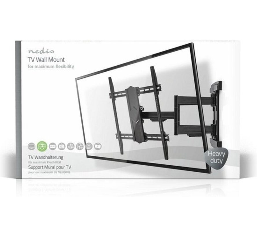 Support mural TV orientable et inclinable - 43 - 100 " - Poids maximal de l'écran : 70 kg - Inclinable - Rotatif - Distance minimale au mur : 70 mm - Distance maximale au mur : 800 mm - 3 Pivot(s) - Acier - Noir