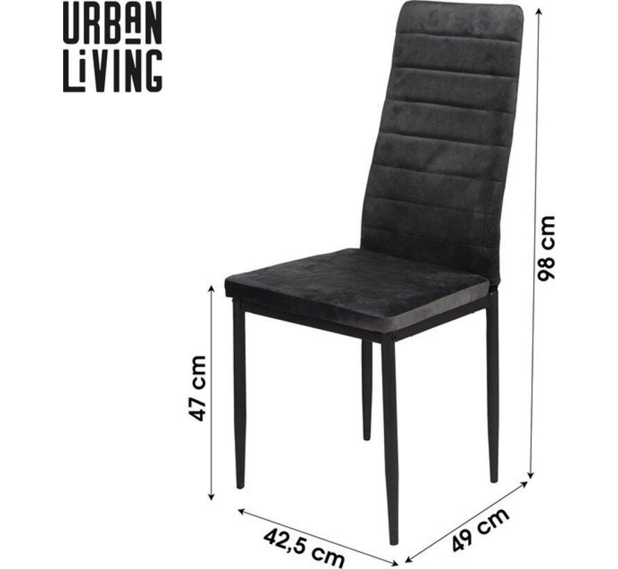 Jack Chairs - Lot de 6 chaises de salle à manger Anthracite - Chaise de salle à manger avec dossier haut - Chaise x 6