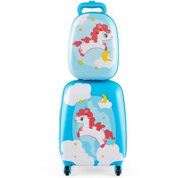 Coast Coast 2-Piece Children's Suitcase Set - Backpack + Travel Trolley - Blue + Orange - 32.5 x 22 x 46.5 cm