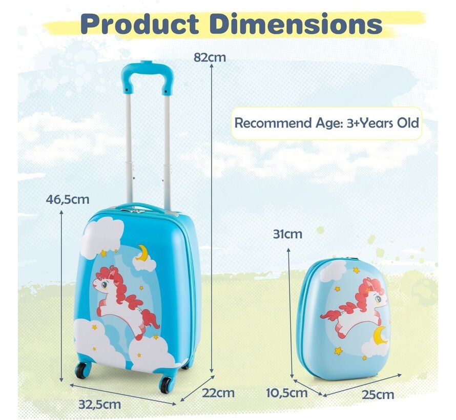 Coast 2-Piece Children's Suitcase Set - Backpack + Travel Trolley - Blue + Orange - 32.5 x 22 x 46.5 cm