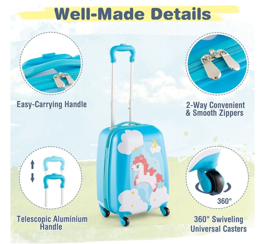 Coast 2-Piece Children's Suitcase Set - Backpack + Travel Trolley - Blue + Orange - 32.5 x 22 x 46.5 cm