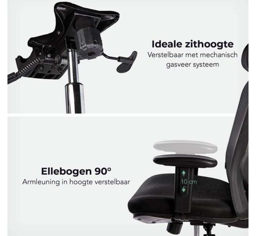 Chaise de bureau ergonomique - LifeGoods - Réglable - Adultes - Noir