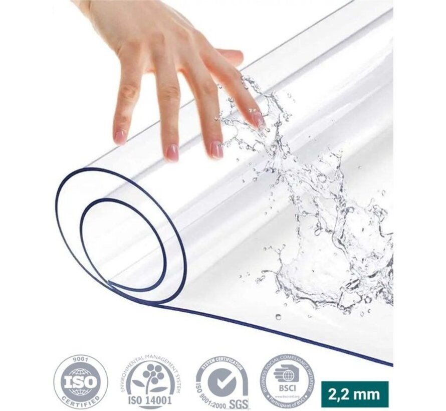 HOMEWELL Protecteur de table en verre transparent 90x180cm - Voile de table transparent - Nappe - Antidérapant et résistant à la chaleur - 2.2 mm