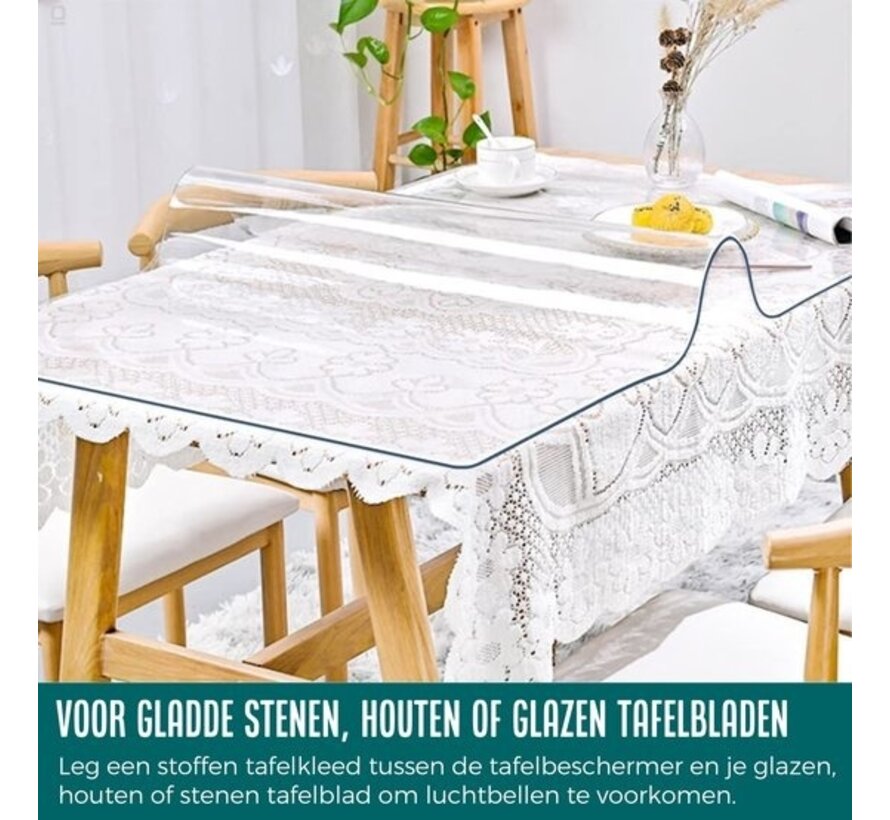 HOMEWELL Protecteur de table en verre transparent 90x180cm - Voile de table transparent - Nappe - Antidérapant et résistant à la chaleur - 2.2 mm