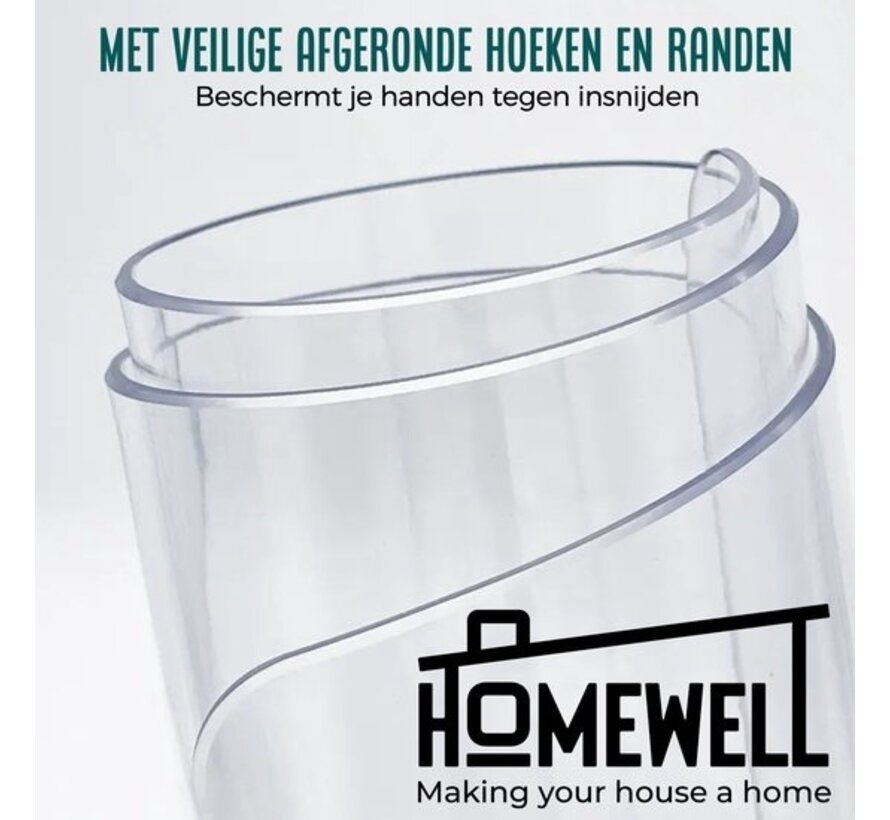 HOMEWELL Protecteur de table en verre transparent 90x180cm - Voile de table transparent - Nappe - Antidérapant et résistant à la chaleur - 2.2 mm