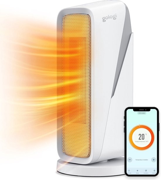 Chauffage soufflant Gologi avec thermostat - Poêle électrique - Chauffage - Chauffage - Fonctionne avec app et commandes tactiles - 1500W