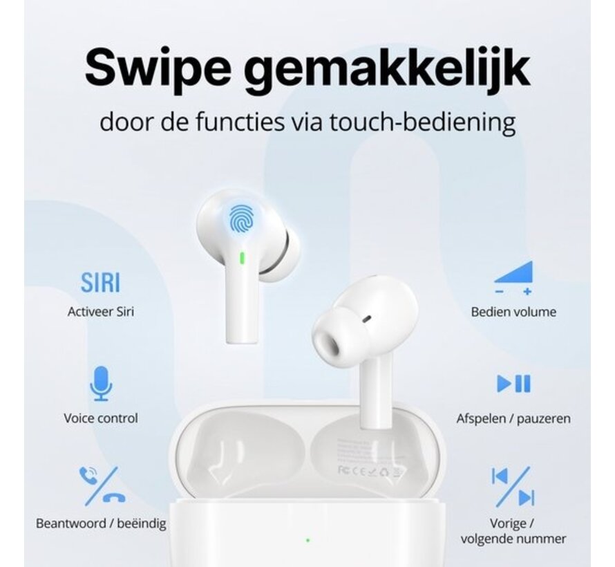 Ecouteurs sans fils Unitone - Ecouteurs Bluetooth - Earpods - Convient à Apple et Android - Blanc