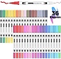 Set de stylos double face 36 couleurs - pour enfants et adultes - Stylos pinceaux - Twinmarkers