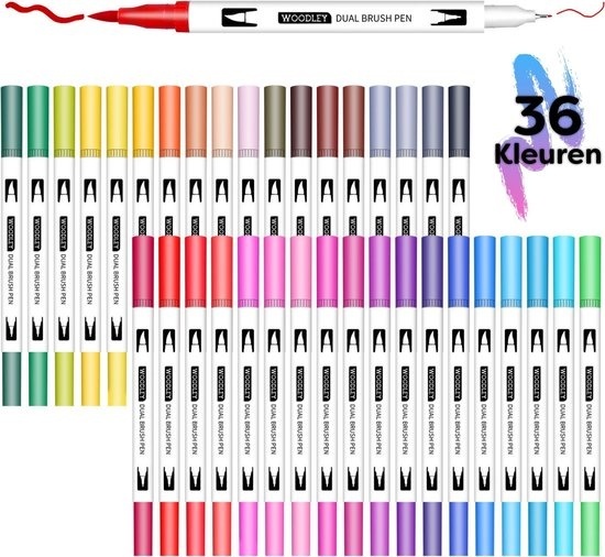 Set de stylos double face 36 couleurs - pour enfants et adultes - Stylos pinceaux - Twinmarkers
