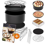 Ensemble d'accessoires pour friteuse à air chaud - Convient aux friteuses Philips Airfryer XL et XXL, entre autres - Livre de recettes inclus - Ø 20cm