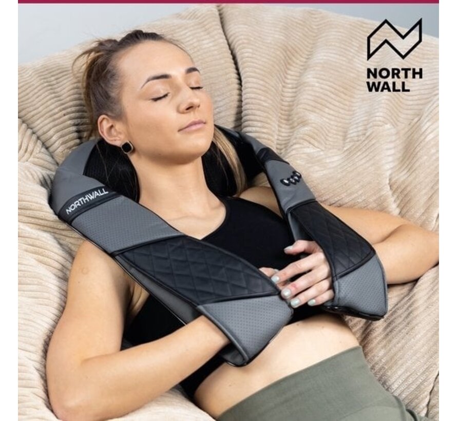 Northwall Coussin de massage Shiatsu - Appareil de massage cervical - Fonction de chaleur infrarouge - Coussin de massage avec sac de transport de luxe