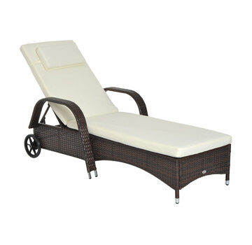 Sunny Fauteuil de jardin Sunny Polyrotan chaise longue en rotin mobilier de jardin mobile marron