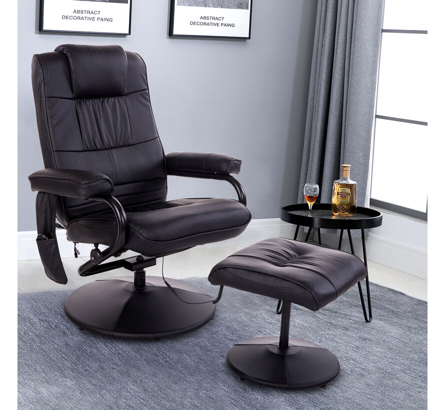 HOMdotCOM Fauteuil de massage avec tabouret Fauteuil TV Fauteuil de relaxation en cuir artificiel