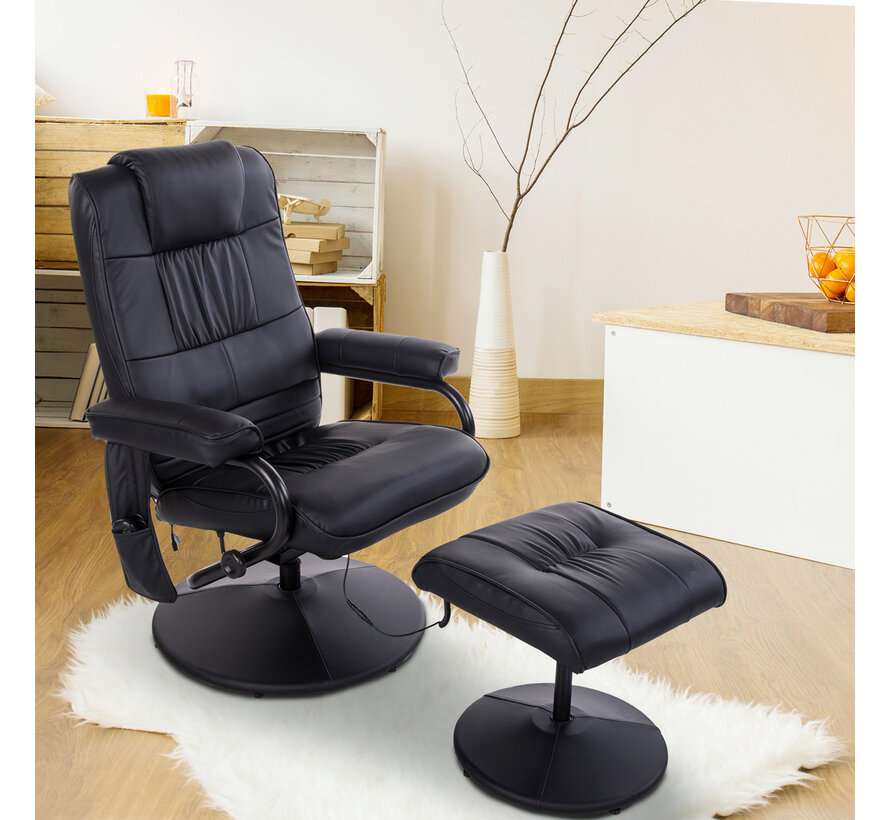 HOMdotCOM Fauteuil de massage avec tabouret Fauteuil TV Fauteuil de relaxation en cuir artificiel