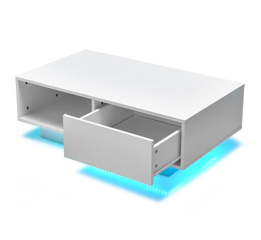 Table basse avec éclairage LED - Coast - Table rectangulaire - Table basse intelligente - moderne laquée - avec éclairage LED - 20 couleurs - télécommande