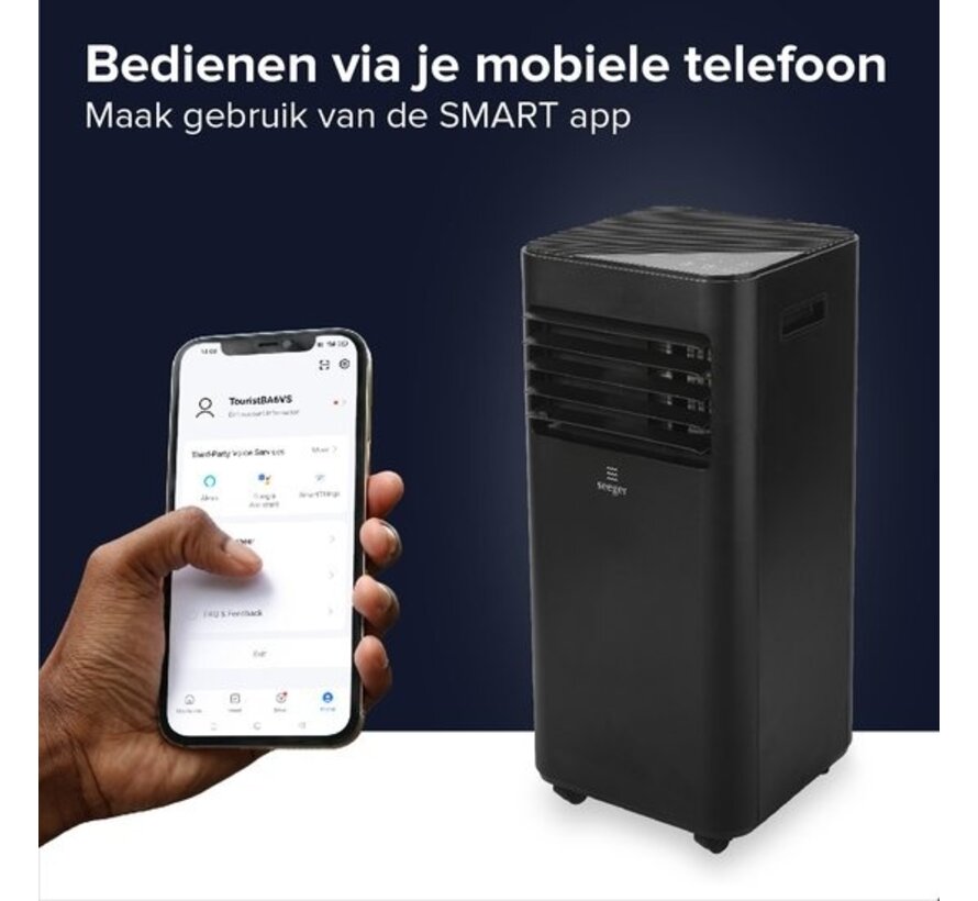 Climatiseur mobile intelligent avec déshumidificateur et WiFi - SEEGER - Kit d'installation inclus - Pour le salon et la chambre - Climatisation - 9000 BTU - SAC9000S-B - Noir