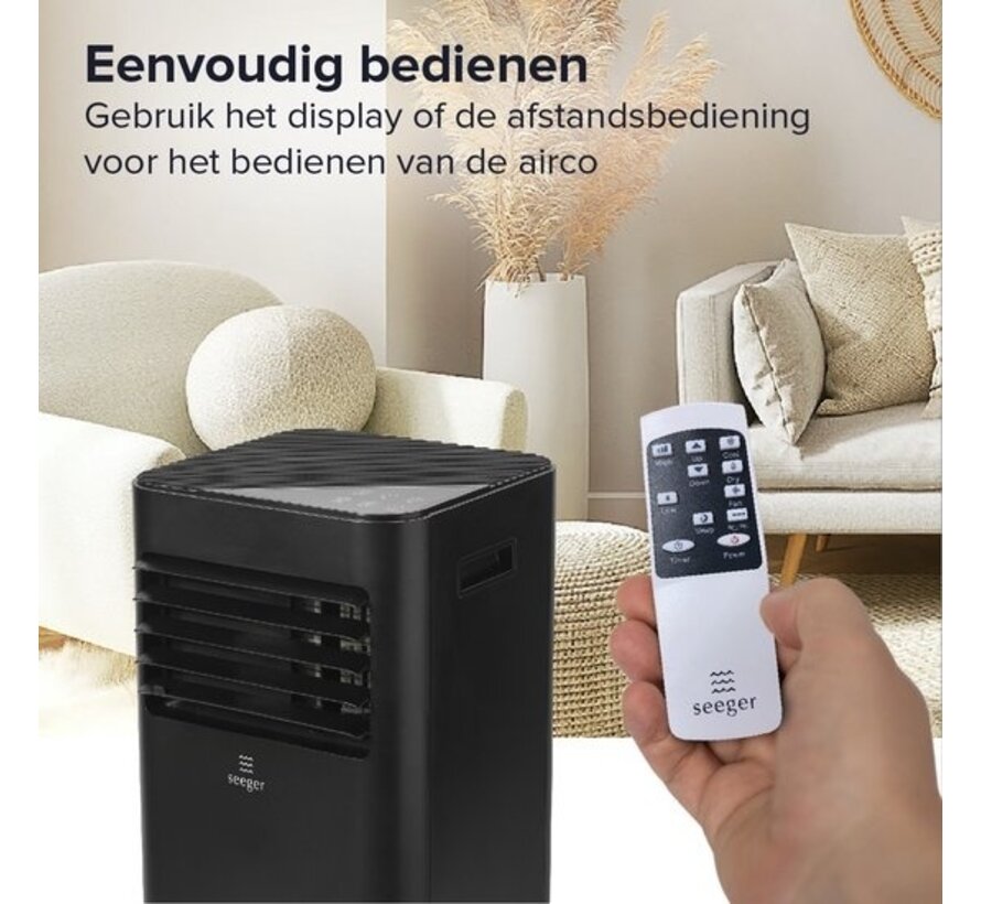 Climatiseur mobile intelligent avec déshumidificateur et WiFi - SEEGER - Kit d'installation inclus - Pour le salon et la chambre - Climatisation - 9000 BTU - SAC9000S-B - Noir