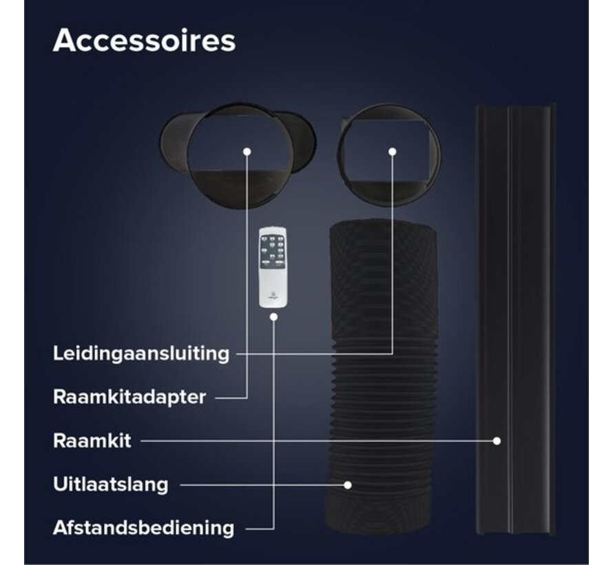 Climatiseur mobile intelligent avec déshumidificateur et WiFi - SEEGER - Kit d'installation inclus - Pour le salon et la chambre - Climatisation - 9000 BTU - SAC9000S-B - Noir