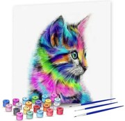 Rubye® Rubye® Painting By Number Adults - Chat coloré - Peinture et pinceaux inclus - Canvas Painting canvas - Colour by Number - 40x50cm