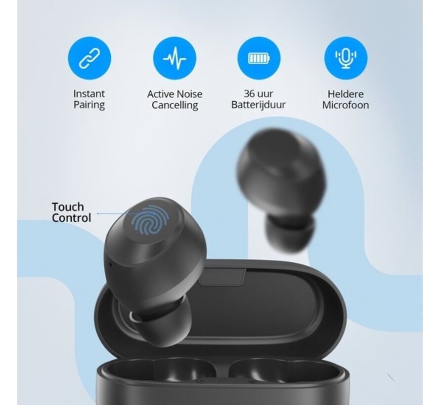 Ecouteurs sans fils Unitone Pro - Réduction de bruit - Ecouteurs Bluetooth - Convient à Apple et Android - Noir