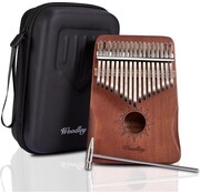 Woodley Ensemble de kalimba - 17 notes - Piano à pouces - Instrument de musique - Acajou - Etui de rangement étanche inclus