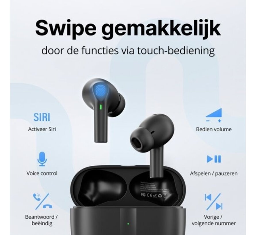 Unitone Go Wireless Earbuds - Ecouteurs Bluetooth - Earpods - Convient à Apple et Android - Noir