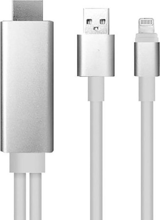 Garpex® Adaptateur 8 broches vers HDMI - Convertisseur TV numérique AV HD - Câble HDMI - 2 mètres - Gris argenté